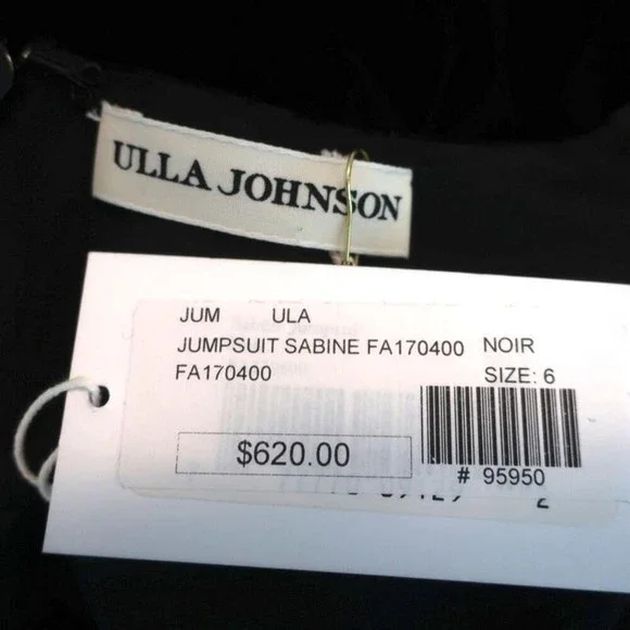 Ulla Johnson Jumpsuit Sabine Black Velvet Size 6 Long Sleeve V-Neck NEW - Picture 6 of 8